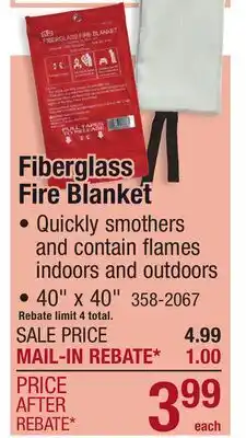 Menards Fiberglass Fire Blanket offer