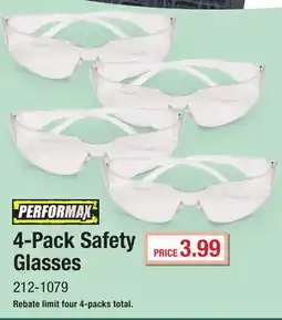 Menards 4-Pack Safety Glasses offer