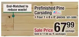 Menards Prefinished Pine Carsiding offer