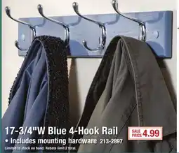 Menards 17-3/4W Blue 4-Hook Rail offer