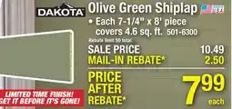 Menards Olive Green Shiplap offer