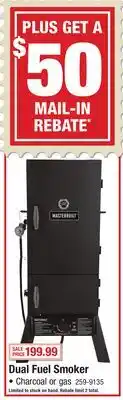 Menards Dual Fuel Smoker offer