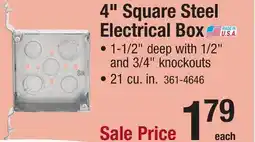 Menards 4 Square Steel Electrical Box offer