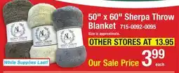 Menards 50 x 60 Sherpa Throw Blanket offer