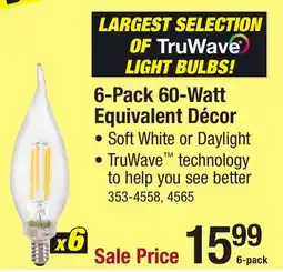 Menards 6-Pack 60-Watt Equivalent Décor offer