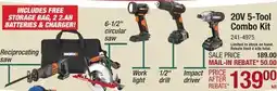 Menards 20V 5-Tool Combo Kit offer