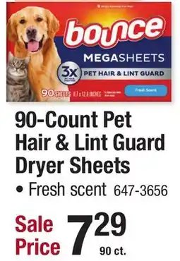 Menards 90-Count Pet Hair & Lint Guard Dryer Sheets offer