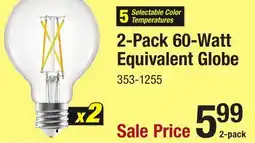 Menards 2-Pack 60-Watt Equivalent Globe offer