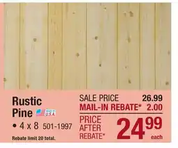 Menards Rustic Pine offer