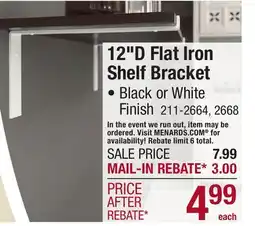 Menards 12D Flat Iron Shelf Bracket offer