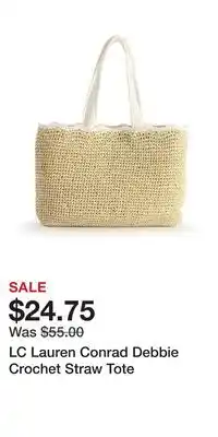 Kohl's LC Lauren Conrad Debbie Crochet Straw Tote offer
