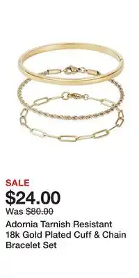 Kohl's Adornia Tarnish Resistant 18k Gold Plated Cuff & Chain Bracelet Set offer