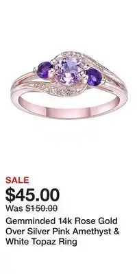 Kohl's Gemminded 14k Rose Gold Over Silver Pink Amethyst & White Topaz Ring offer
