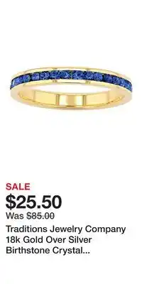 Kohl's Traditions Jewelry Company 18k Gold Over Silver Birthstone Crystal Eternity Ring offer