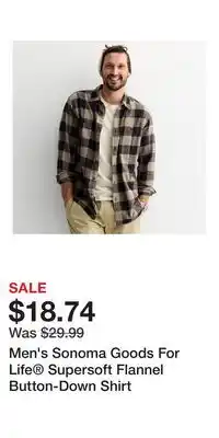 Kohl's Men's Sonoma Goods For Life Supersoft Flannel Button-Down Shirt offer