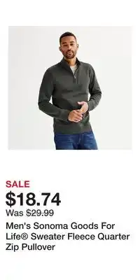 Kohl's Men's Sonoma Goods For Life Sweater Fleece Quarter Zip Pullover offer