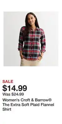 Kohl's Women's Croft & Barrow The Extra Soft Plaid Flannel Shirt offer