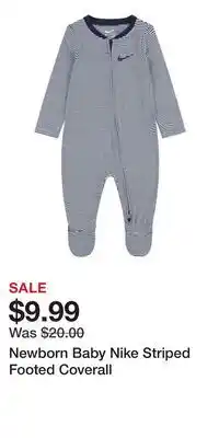 Kohl's Newborn Baby Nike Striped Footed Coverall offer