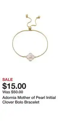 Kohl's Adornia Mother of Pearl Initial Clover Bolo Bracelet offer