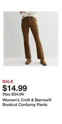 Kohl's Women's Croft & Barrow Bootcut Corduroy Pants offer