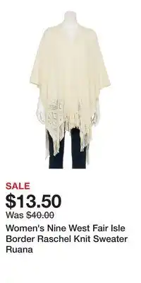 Kohl's Women's Nine West Fair Isle Border Raschel Knit Sweater Ruana offer