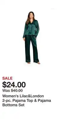 Kohl's Women's Lilac&London 2-pc. Pajama Top & Pajama Bottoms Set offer