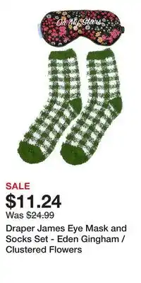 Kohl's Draper James Eye Mask and Socks Set - Eden Gingham / Clustered Flowers offer