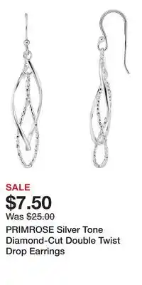 Kohl's PRIMROSE Silver Tone Diamond-Cut Double Twist Drop Earrings offer