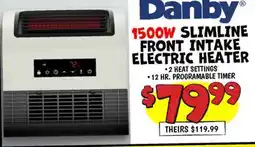 Ollie's Danby 1500W SLIMLINE FRONT INTAKE ELECTRIC HEATER offer