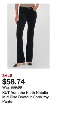 Nordstrom KUT from the Kloth Natalie Mid Rise Bootcut Corduroy Pants offer