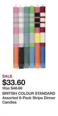 Nordstrom BRITISH COLOUR STANDARD Assorted 6-Pack Stripe Dinner Candles offer