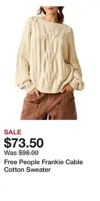 Nordstrom Free People Frankie Cable Cotton Sweater offer