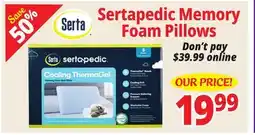 Ocean State Job Lot Sertapedic Cooling Pillow offer