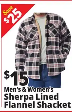 Ocean State Job Lot Men's & Women's Sherpa Lined Flannel Shacket offer