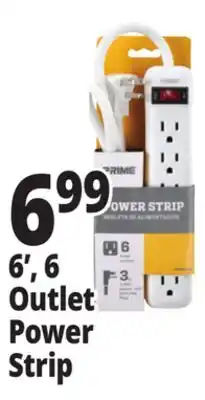 Ocean State Job Lot Prime 6 Outlet Power Strip 3' offer