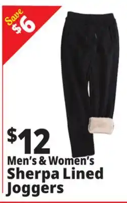 Ocean State Job Lot Men's & Women's Sherpa Lined Joggers offer