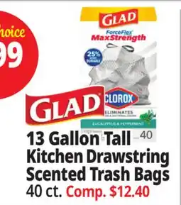 Ocean State Job Lot GLAD 13 Gallon Tall Kitchen Drawstring Scented Trash Bags offer