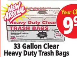 Ocean State Job Lot 33 Gallon Clear Heavy Duty Trash Bags offer