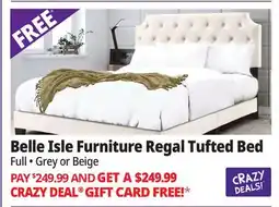 Ocean State Job Lot Belle Isle Furniture Regal Tufted Bed Full Gray offer
