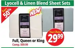 Ocean State Job Lot Full, Queen or King Lyocell & Linen Blend Sheet Sets offer