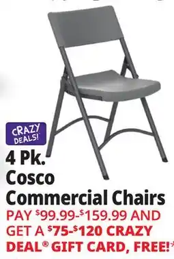 Ocean State Job Lot Cosco Bridgeport XL All-Steel Commercial Folding Chair Black 4 Pack offer