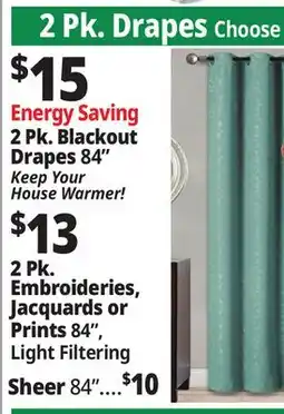 Ocean State Job Lot 2 pk. Drapes offer