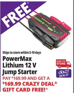 Ocean State Job Lot PowerMax Lithium 12V Jump Starter offer