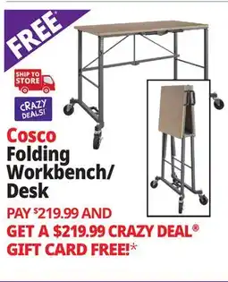 Ocean State Job Lot Cosco Smartfold Portable Folding Work Desk Tan offer
