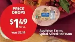 Aldi Appleton Farms Spiral-Sliced Half Ham offer