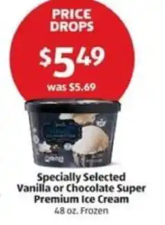 Aldi Specially Selected Vanilla or Chocolate Super Premium Ice Cream offer