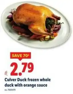 Lidl Culver duck frozen whole duck with orange sauce offer