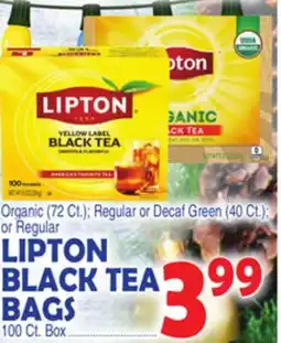 Bravo Supermarkets LIPTON BLACK TEA BAGS 100 Ct. Box offer