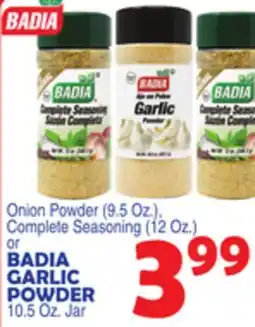Bravo Supermarkets BADIA GARLIC POWDER, 0.5 Oz. Jar offer