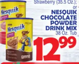 Bravo Supermarkets NESQUIK CHOCOLATE POWDER DRINK MIX 38 Oz. Tub offer